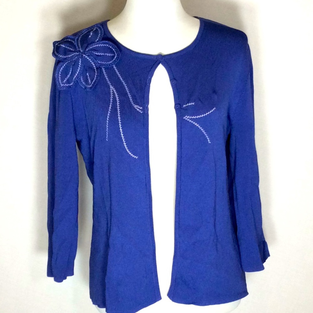 Classy Cardigan w/Beautiful Flower Embellishment
